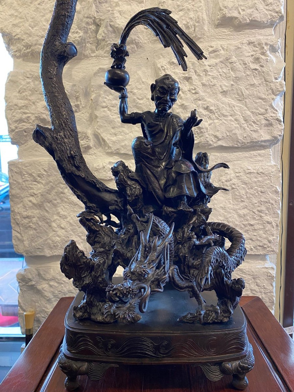 Importante Scultura - Bronzo - Rakan - Periodo Meiji - Giappone - XIX secolo