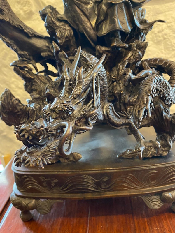 Importante Scultura - Bronzo - Rakan - Periodo Meiji - Giappone - XIX secolo