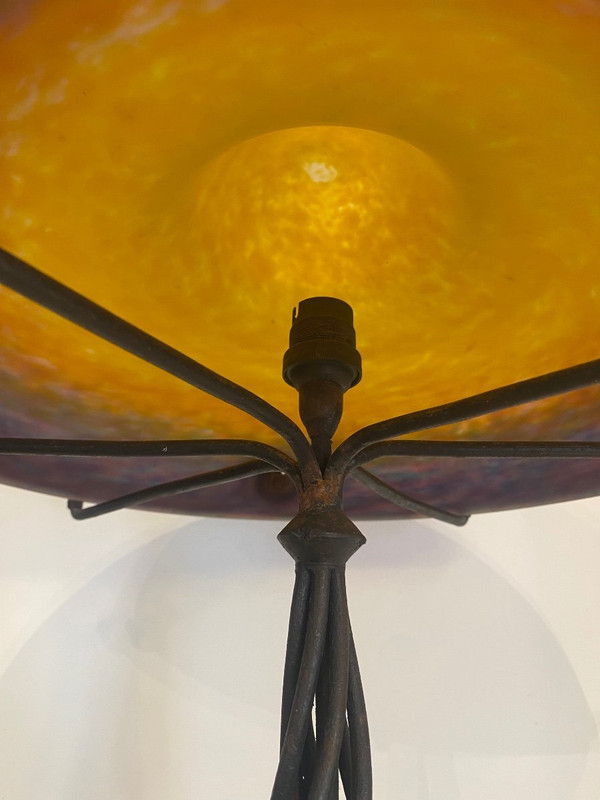 Lampe - Muller - Pâté De Verre/fer Forgé - France - XX ème