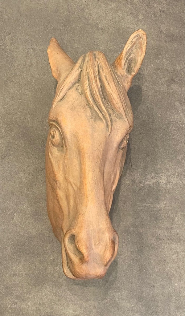 Importante Sculpture - Terre Cuite - Cheval - France - XX ème