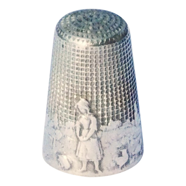 Dé à Coudre En Argent Massif Fable De La Fontaine "la Laitière Et Le Pot Au Lait" début XXe