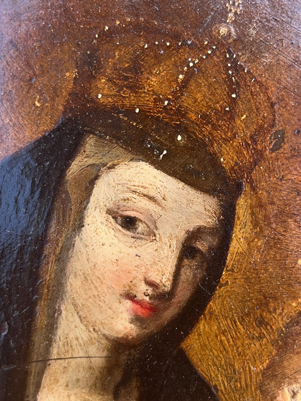 Painting - Oil on copper - Virgin and Child - 18th century