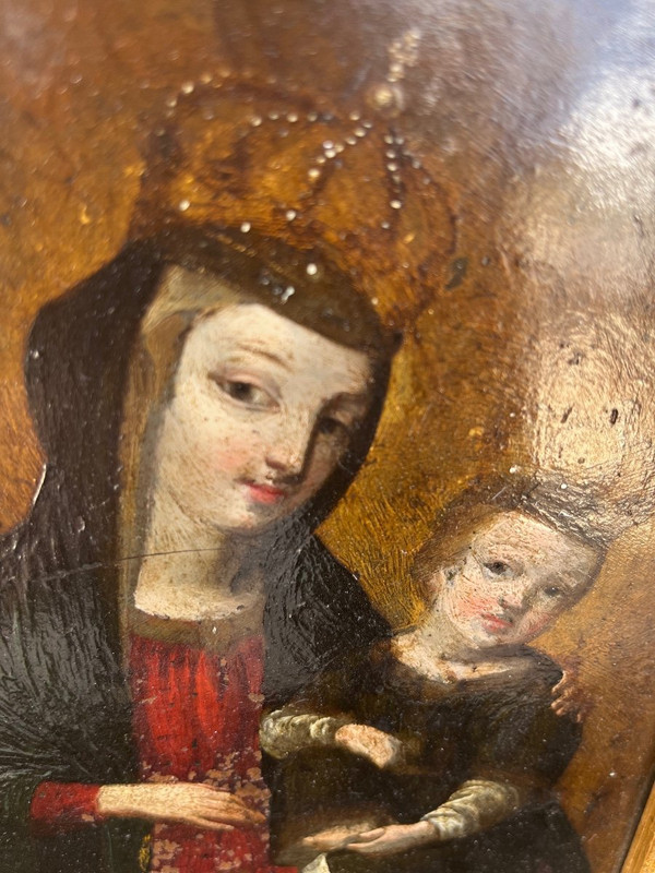 Painting - Oil on copper - Virgin and Child - 18th century
