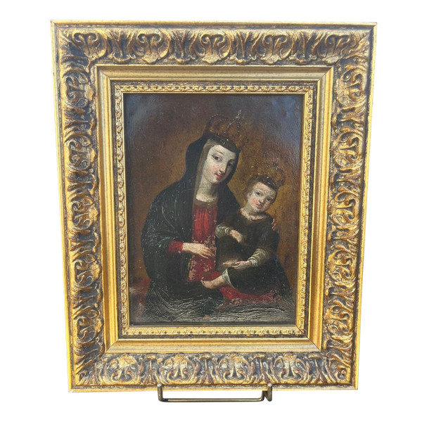 Painting - Oil on copper - Virgin and Child - 18th century