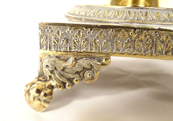 Zuccheriera Restauro argento vermeil Vecchio uomo palmette fiori cristallo XIX secolo