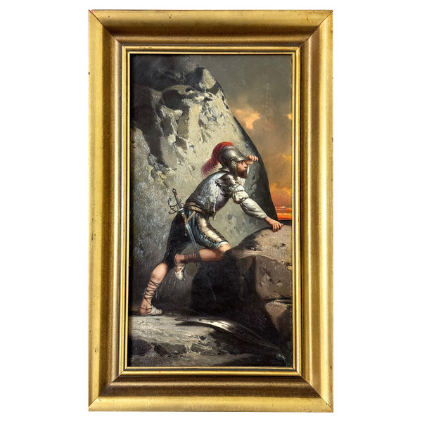 19th Century French School - Soldier Looking at the Enemy