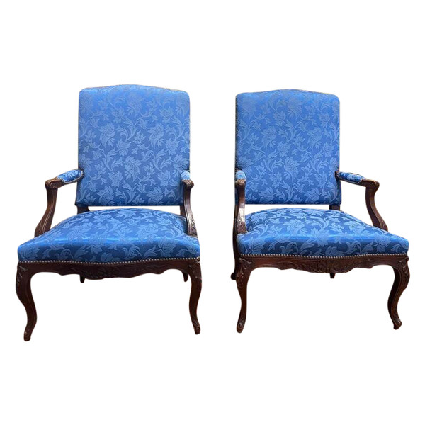 Pair of Louis XV cabriolet armchairs - Regency