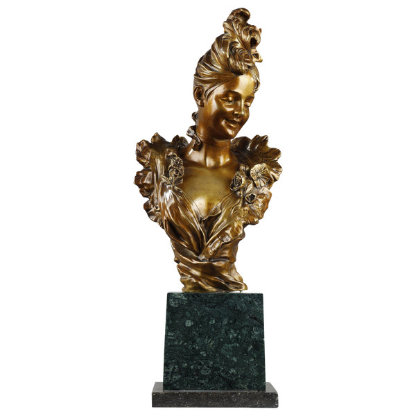 Busto di giovane donna della Belle Epoque di Victor Léopold BRUYNEEL