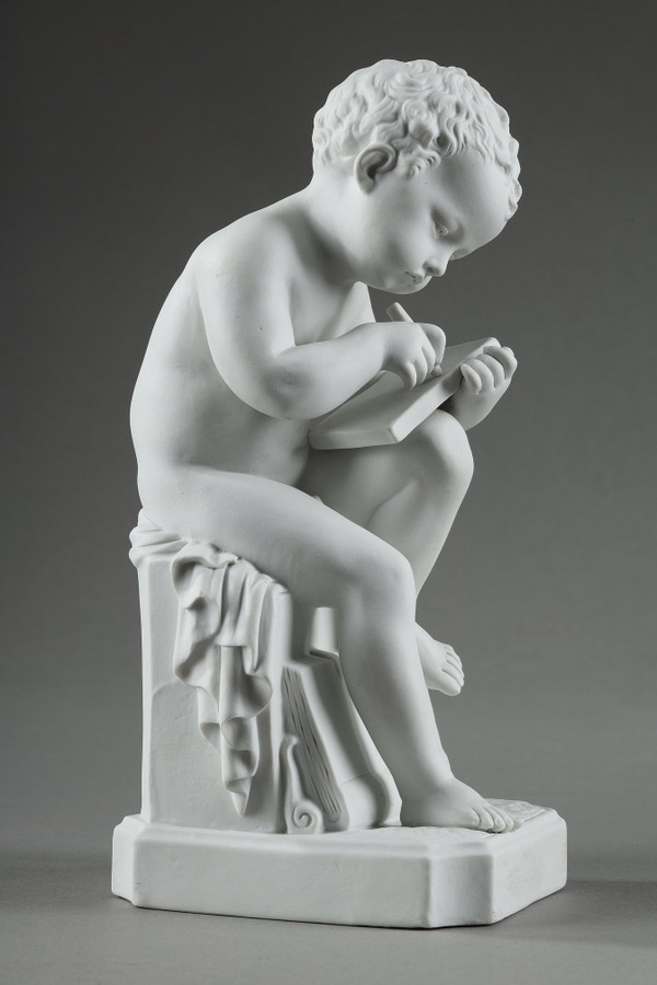 TWO SUBJECTS AT BISCUIT REPRESENTING THE CHILD READING AND THE CHILD DRAWING