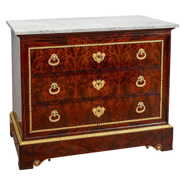 Antique French Charles X chest of drawers, 19th century.