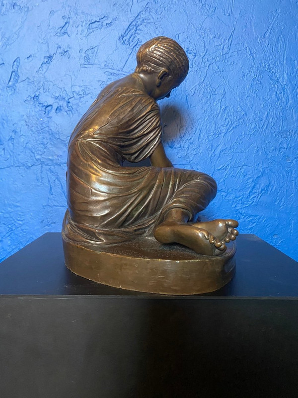 Scultura in bronzo - Suonatore di astragali - Gg/susse - Francia - XIX secolo