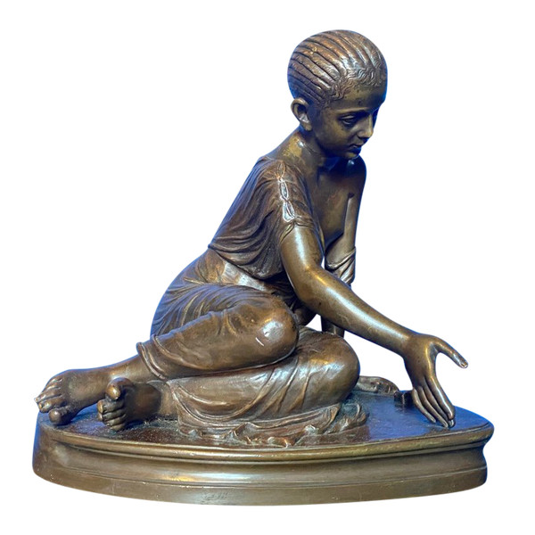 Scultura in bronzo - Suonatore di astragali - Gg/susse - Francia - XIX secolo