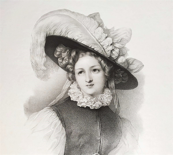 Grévedon Portrait De Femme Lithographie XIXème