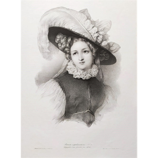 Grévedon Portrait De Femme Lithographie XIXème