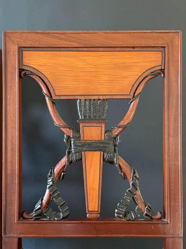 Jacob Frères, exceptional pair of stamped chairs from the Consulat-Empire period