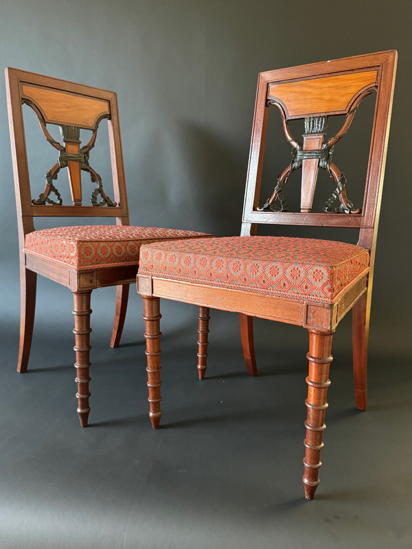 Jacob Frères, exceptional pair of stamped chairs from the Consulat-Empire period