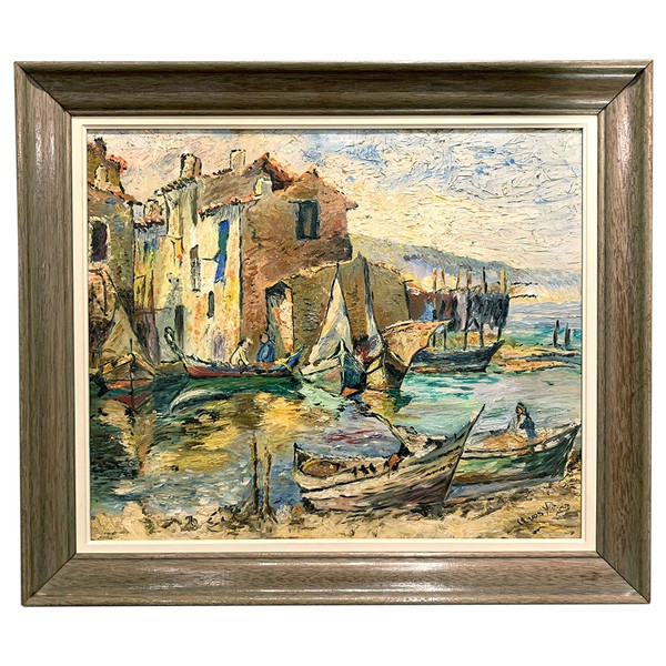 Vue de Martigues vers 1950, Provence, les pêcheurs, Ecole Provençale