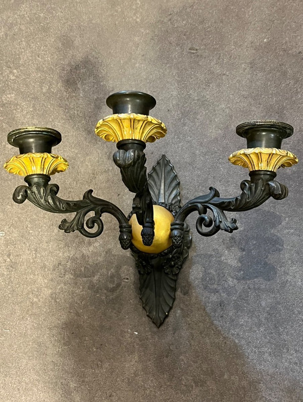 Paire D’applique Murale - Double Patine - Epoque Restauration - France - XIX ème