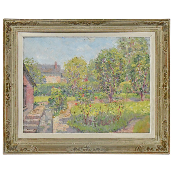 Maurice Léan (20. Jh.) Der blühende Garten Öl auf Leinwand
