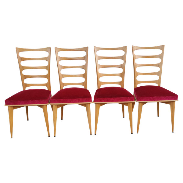 Serie von 4 Stühlen Gaston Poisson Art Deco