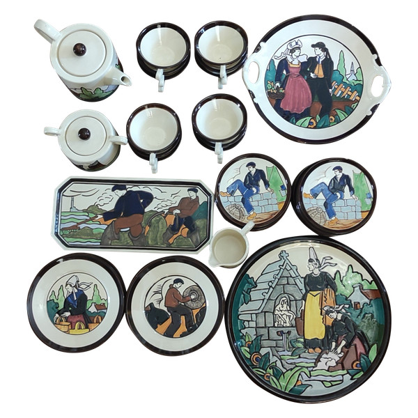Old Georges Renaud HB Quimper coffee tableware set