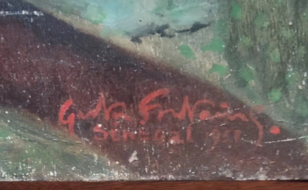 Alte Gemälde/Bilder Auf Holz Porträts afrikanischer Frauen.  Signiert von Gaston Fontaine