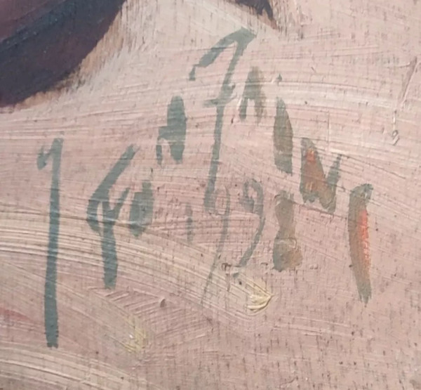 Alte Gemälde/Bilder Auf Holz Porträts afrikanischer Frauen.  Signiert von Gaston Fontaine