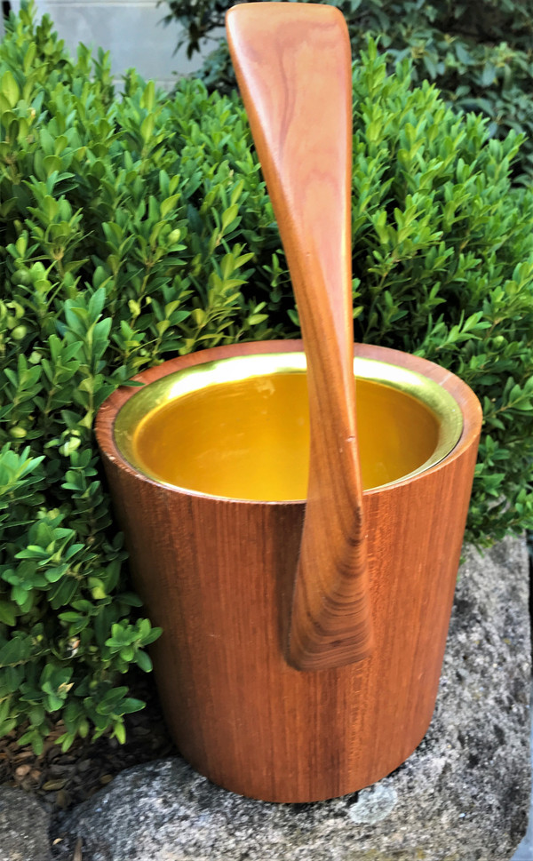Modernist teak champagne or ice bucket 1960