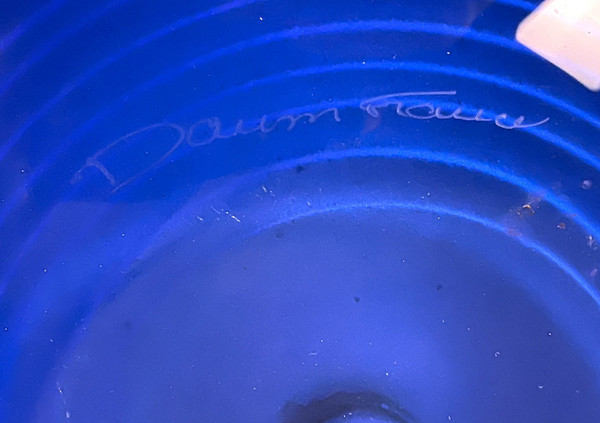 DAUM blue spherical lamp from France in two parts circa 1960