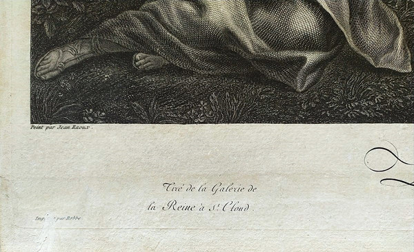 Etching Telemachus And Calypso Mythological Engraving By Beauvarlet 18th C Old Plint