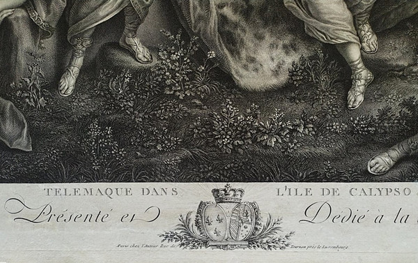Etching Telemachus And Calypso Mythological Engraving By Beauvarlet 18th C Old Plint