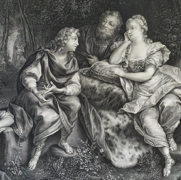 Etching Telemachus And Calypso Mythological Engraving By Beauvarlet 18th C Old Plint