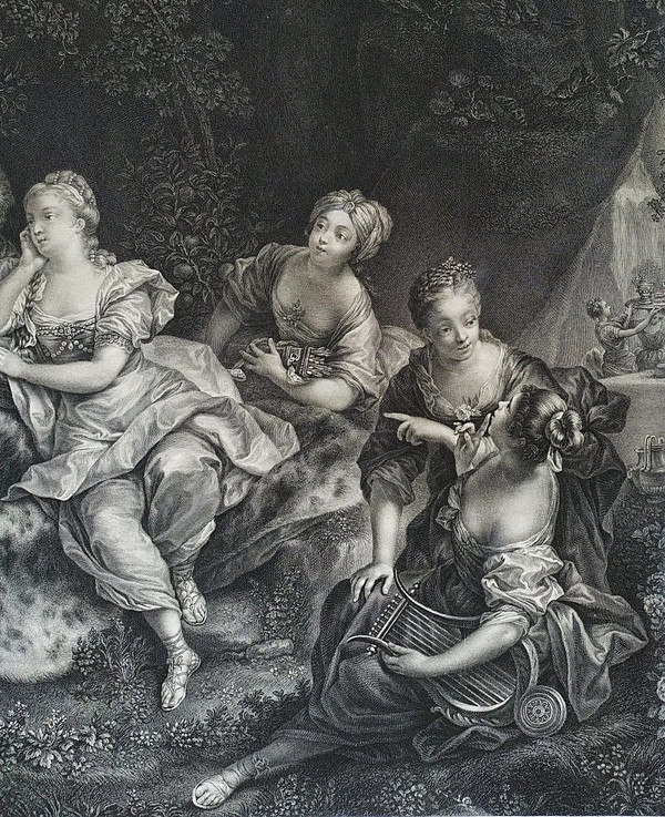Etching Telemachus And Calypso Mythological Engraving By Beauvarlet 18th C Old Plint
