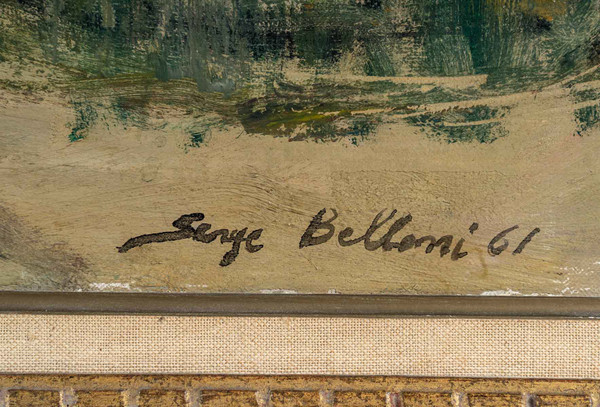 Serge Belloni (1925–2005), bekannt als der Pariser Maler Le Moulin de la Galette, Öl auf Leinwand um 1961