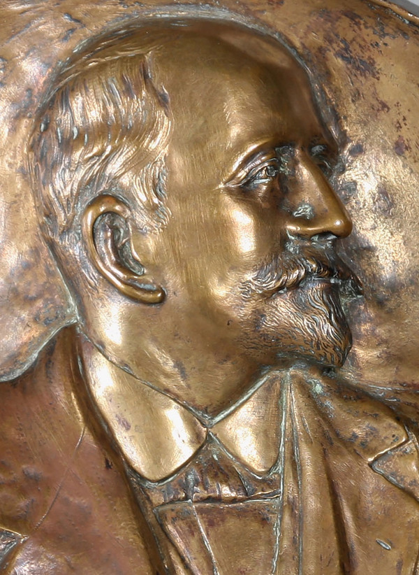 Bronze 28 cm, de D. Houssat Bordanave, 1908, portrait, bas relief, médaille