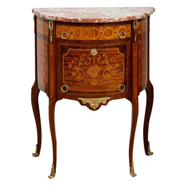 Commode ancienne Demi lune Napoléon III France 19ème siècle.
