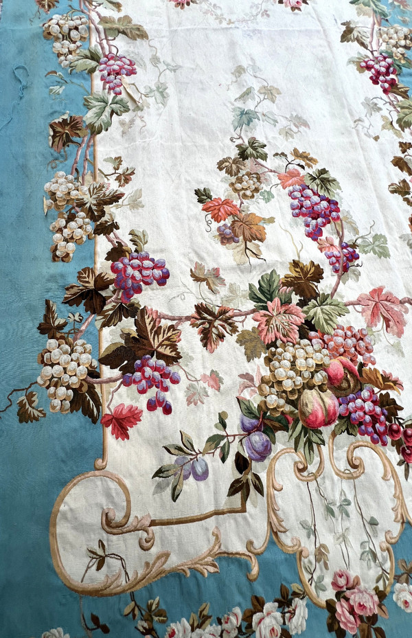 PAIR OF EARLY 19TH CENTURY HAND-WOVEN AUBUSSON TAPESTRIES WITH FLORAL DECORATION