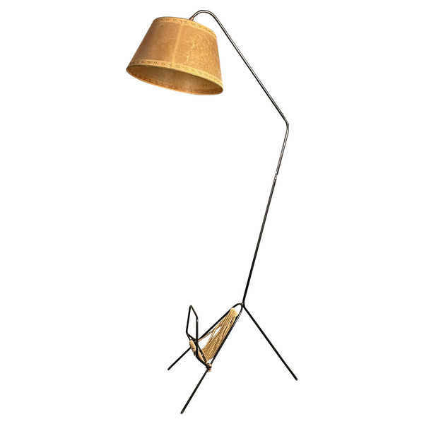 Adjustable floor lamp with magazine rack circa 1950/60