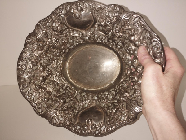 Elégante et grande corbeille, centre de table ancien
