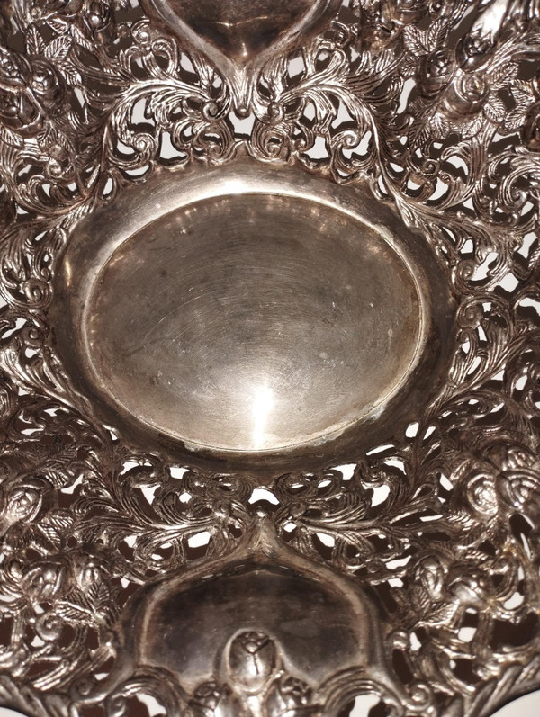 Elégante et grande corbeille, centre de table ancien