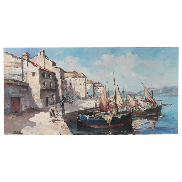 Martigues, 120 cm, Marcel MASSON (Antoine BLANCHARD) 1910/1988, Côte d’Azur, French School