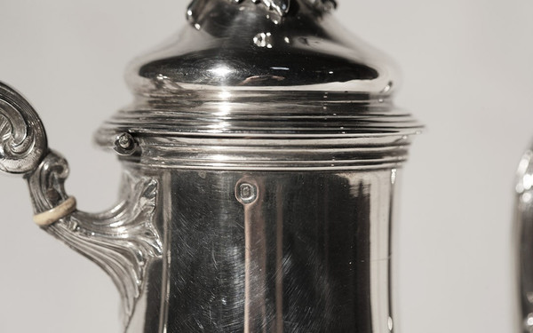  Massive silberne Kaffeemaschine mit Minerva-Punze aus dem 19. Jahrhundert 