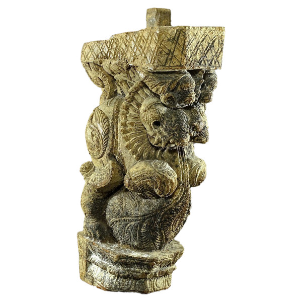 Inde, Région Du Tamil Nadu, XVIIème-XVIIIème, élément d'Architecture En Bois Figurant Un Yali. 