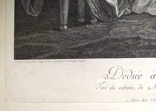Gravure Romantique 18ème La Leçon Inutile Gravé Par Helman d'Après Leprince