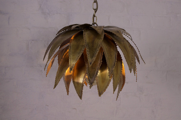 Lampada a sospensione Agave in ottone Maison Jansen