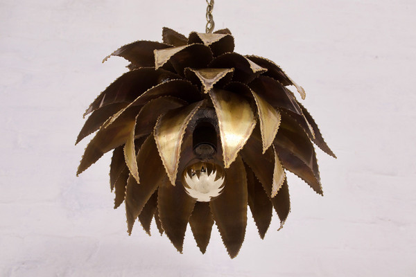 Lampada a sospensione Agave in ottone Maison Jansen