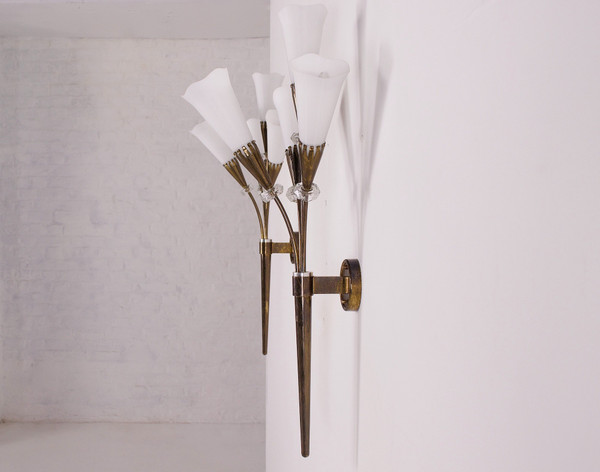 Paar Torchiere-Wandleuchten „Arum“ von Maison Lunel