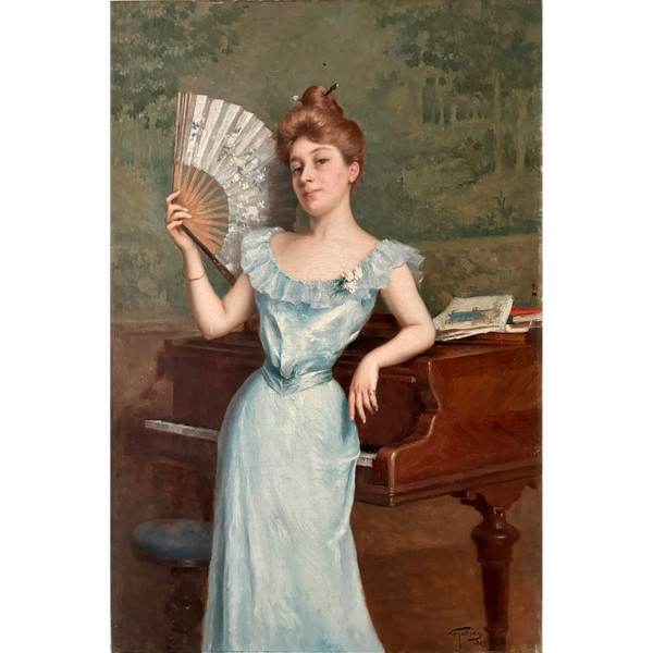 Ein elegantes Gemälde, 1903 von Octave Gallian gemalt