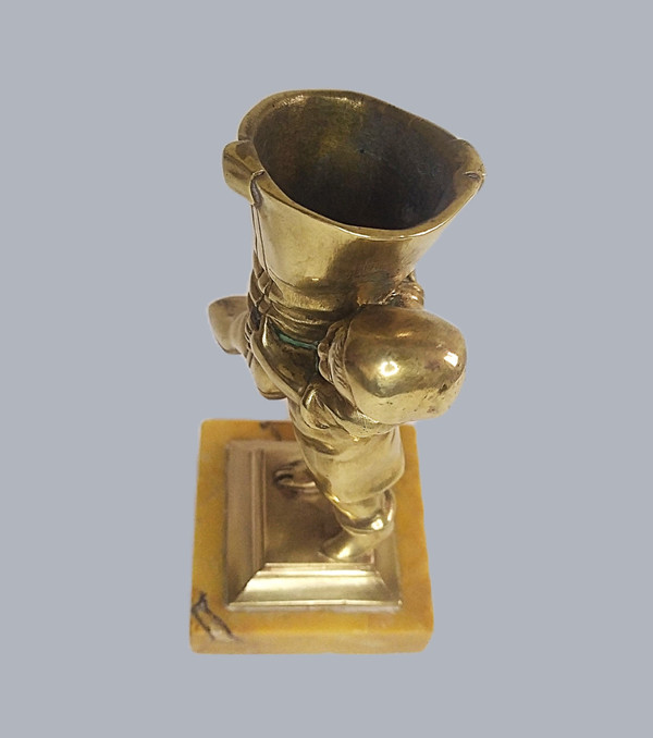 Stivale porta fiammiferi con scultura in bronzo delle Sette Leghe 