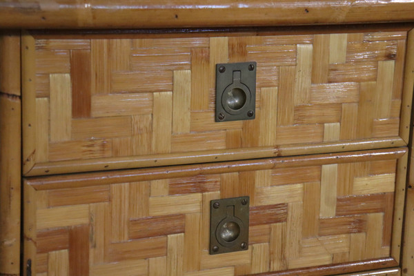 Bureau En Bambou, Rotin Et Laiton De Dal Vera, Italie, 1960s